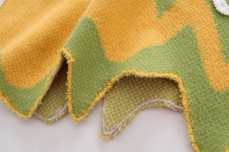 Wavy Color Block Knitted Sweater