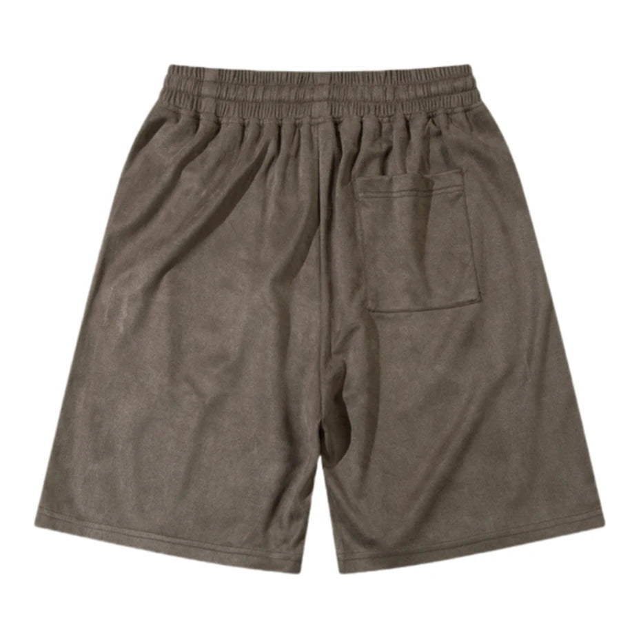 Men’s Suede Knee-Length Shorts – Casual Harajuku Hip Hop Streetwear, Baggy Summer Shorts with Thorn Embroidery