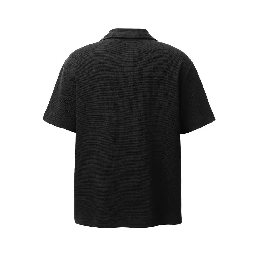 Women’s Retro Waffle Polo Shirt – Short Sleeve Turn-Down Collar Casual Summer Top