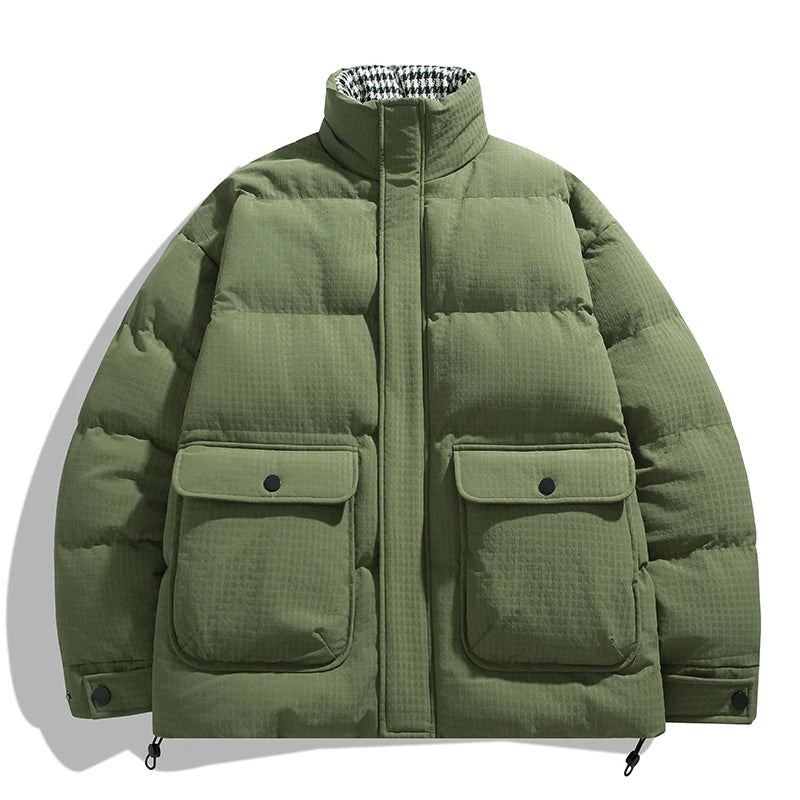 Men’s Winter Cotton Parka Jacket – Warm Windproof Solid Color Casual Coat, Cold-Weather Outdoor Outerwear
