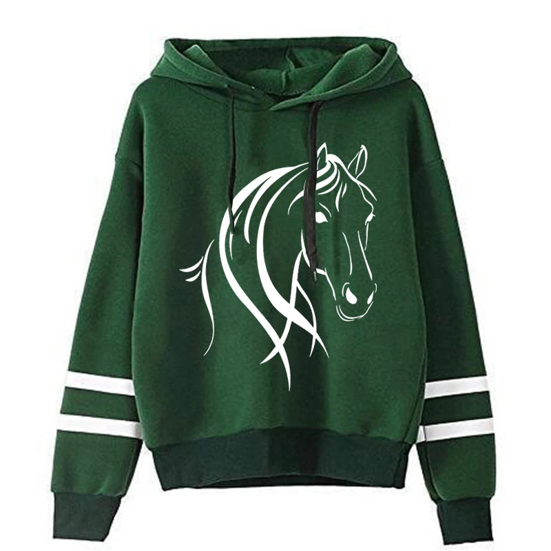 Women’s Horse Graphic Sweatshirt – Long Sleeve Pullover Sweater | High Street Casual Streetwear Fashion