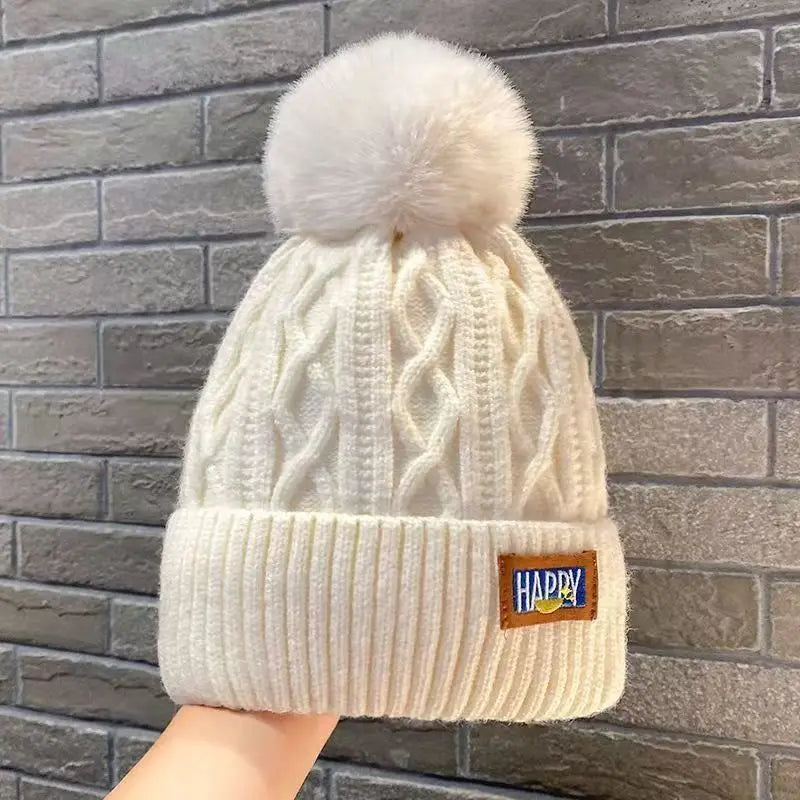 Women’s Winter Fleece-Lined Beanie – Thick Cable Knit Hat with Faux Fur Pom Pom, Warm Cold-Weather Cap