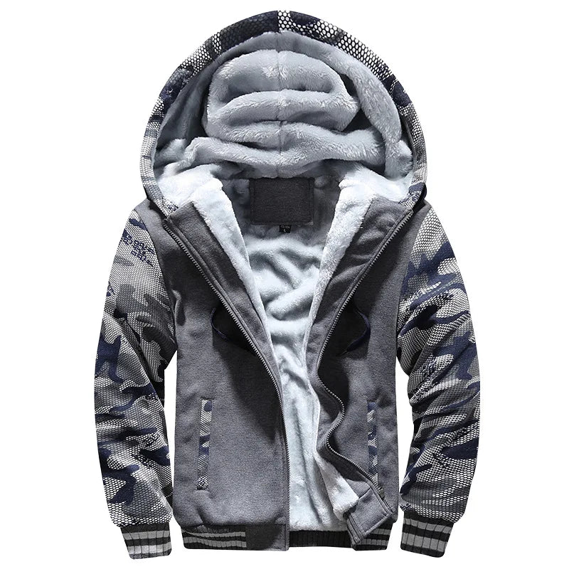 Men’s Winter Fleece Hoodie Jacket – Thick Warm Zipper Coat