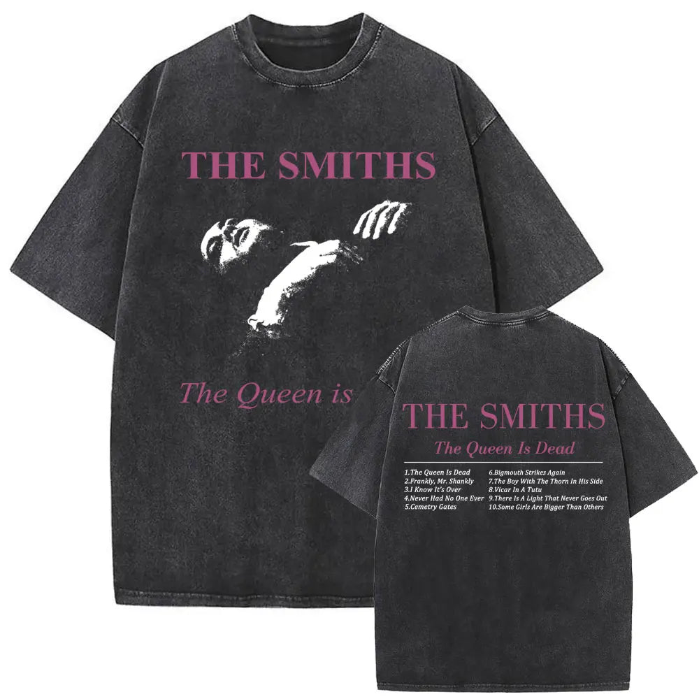 Unisex The Smiths Graphic T-Shirt – Funny Cat Retro Washed Tee | 1980s Indie Rock Vintage Streetwear