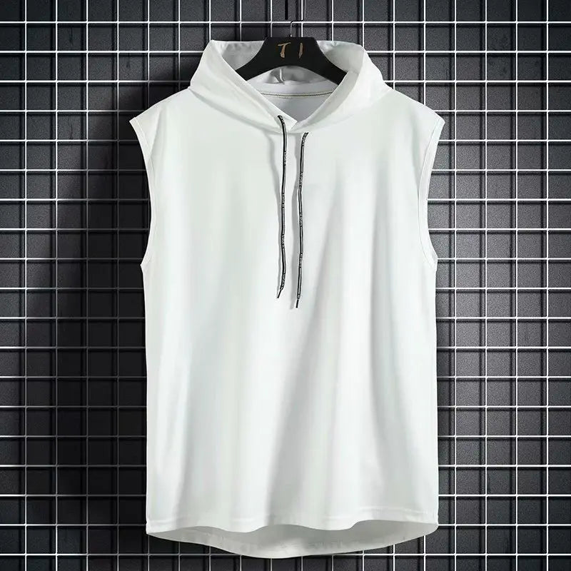 Men's Sleeveless Hooded Tank Top – Gym Bodybuilding Sports Vest
