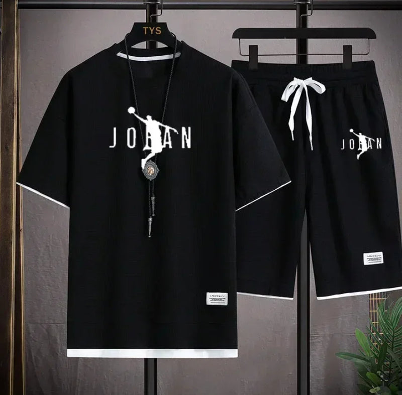 Men's Summer 2-Piece Suit – T-Shirt & Blazer Shorts Set