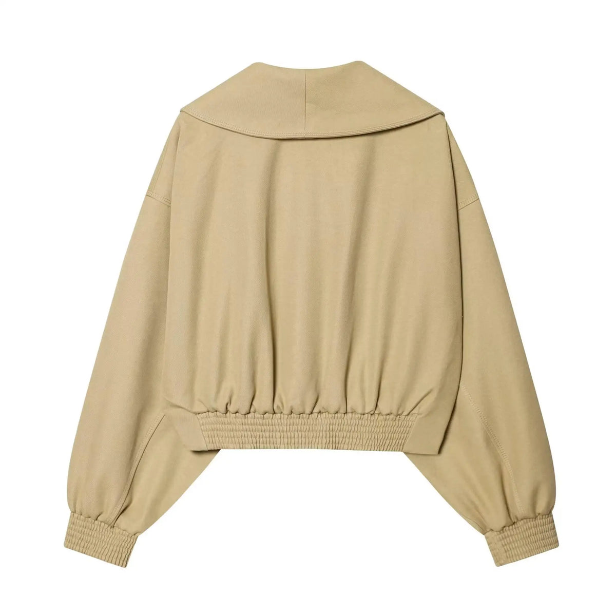 Women’s Lapel Bomber Jacket – Spring/Autumn Solid Coat