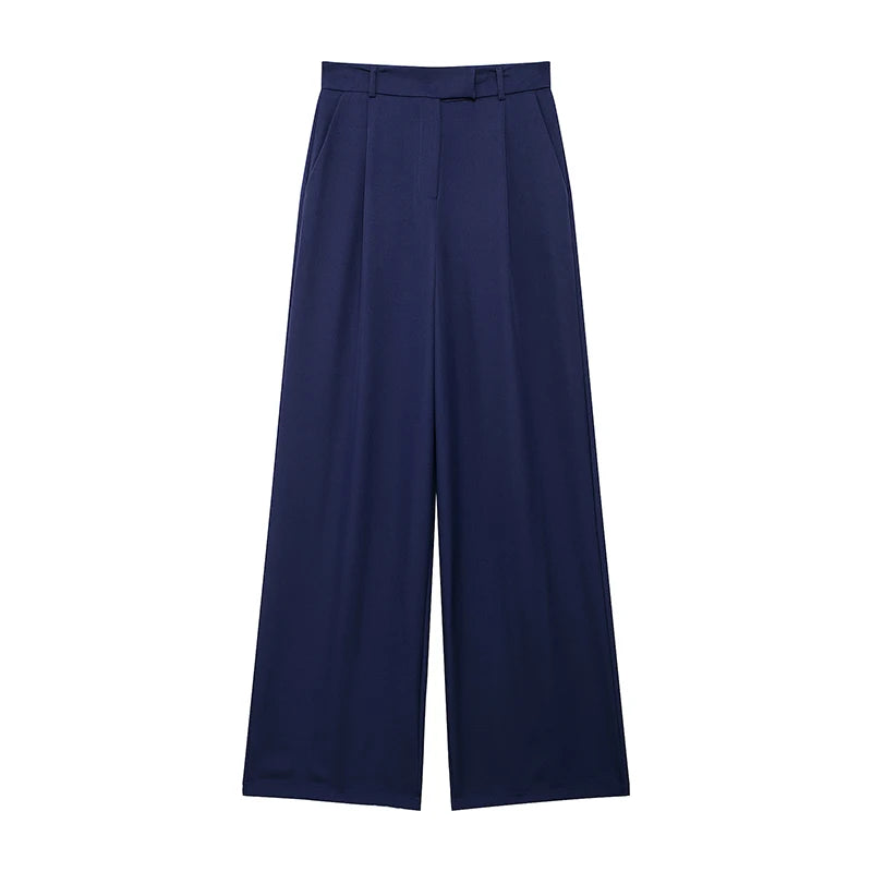 Willshela Women’s High-Waist Pants – Front Zipper Straight-Leg Trousers