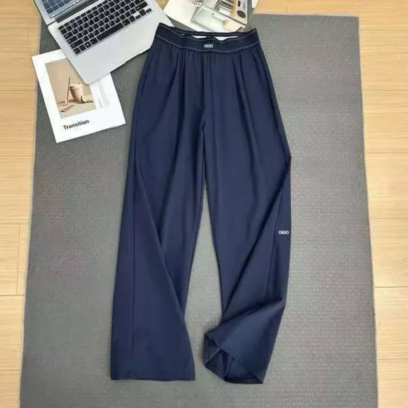 Women’s High-Waist Wide-Leg Pants – Lightweight Breathable Straight-Leg Trousers | Loose Casual Yoga & Summer Sweatpants