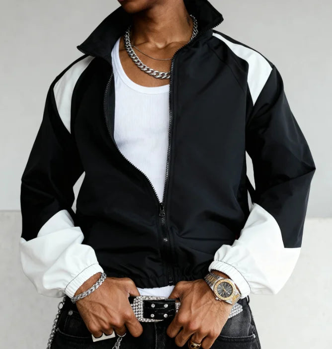 Men's Colour-Block Windproof Jacket – Lightweight Wear-Resistant Casual Travel Coat