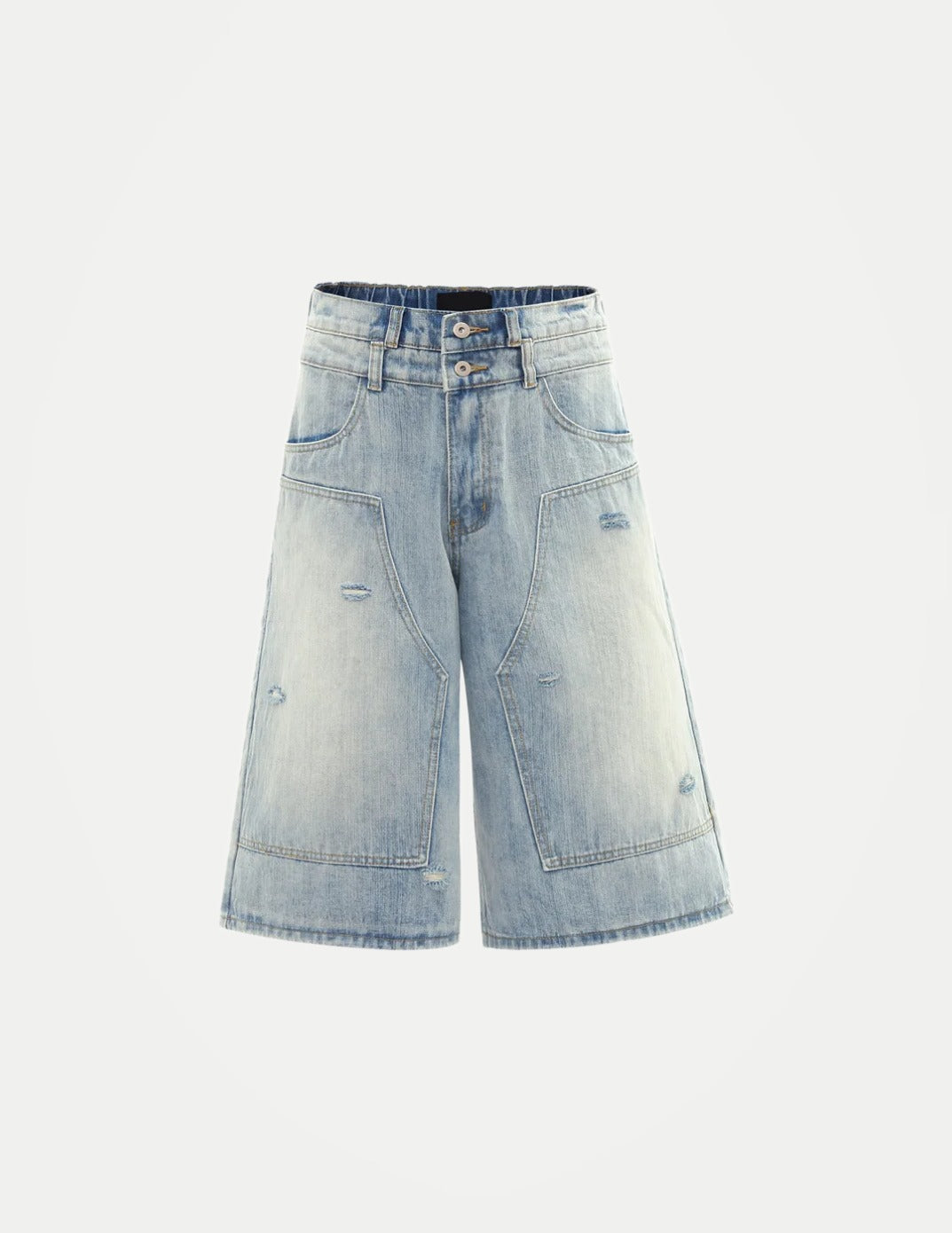 High Street Retro Double-Waist Wide-Leg Cropped Jeans – Washed Ripped Unisex Denim Pants | Streetwear