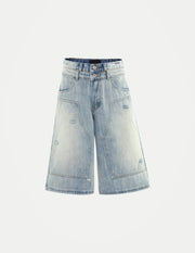 High Street Retro Double-Waist Wide-Leg Cropped Jeans – Washed Ripped Unisex Denim Pants | Streetwear