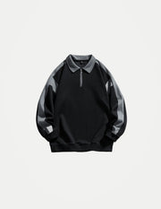 Men’s Half-Zip Polo Sweatshirt – Loose Fit Turn-Down Collar Casual Top