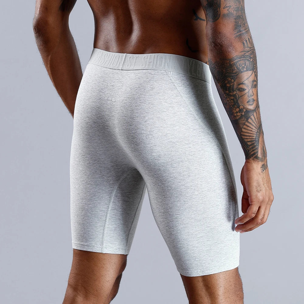 Luxury Style Men’s Boxer Shorts – Soft Cotton Long Leg Underwear, Stretchy & Comfortable Fit