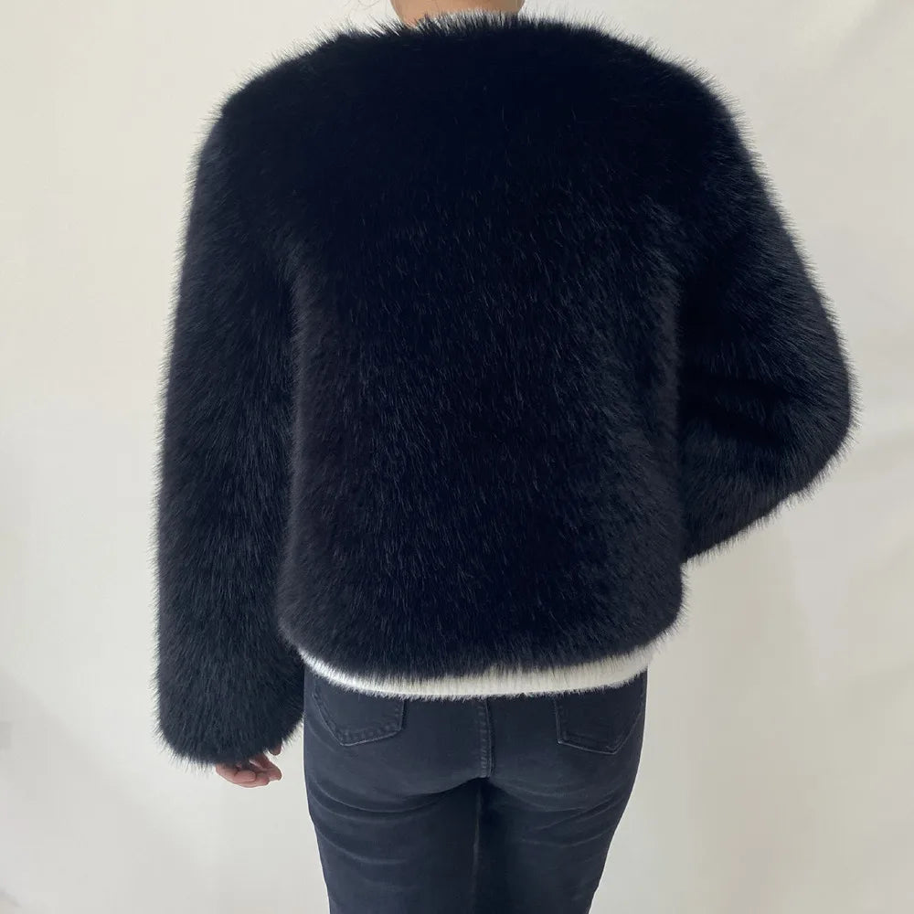 Women’s Luxury Faux Fur Jacket – Fluffy Short Winter Coat, Chic Street Fashion Outerwear