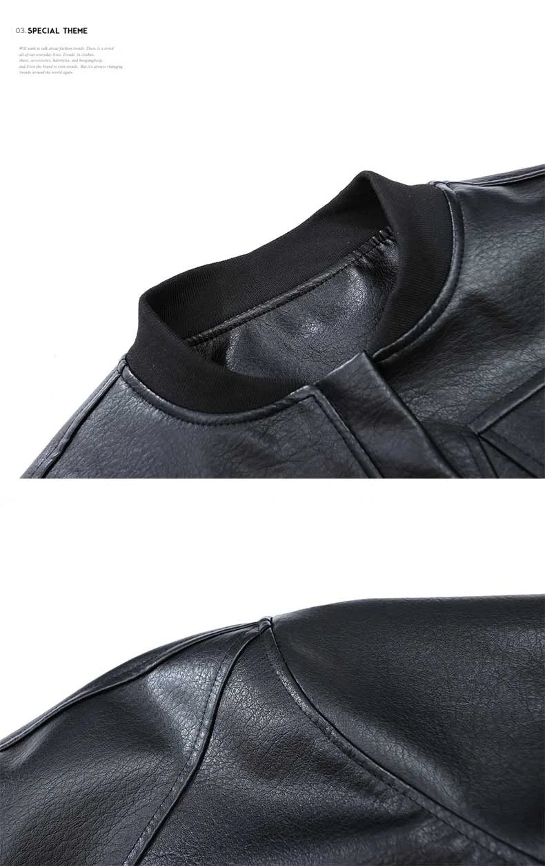 Men’s American-Style Leather Jacket – Baseball Collar Silk-Lined Bomber | Loose-Fit Spring Casual Outerwear