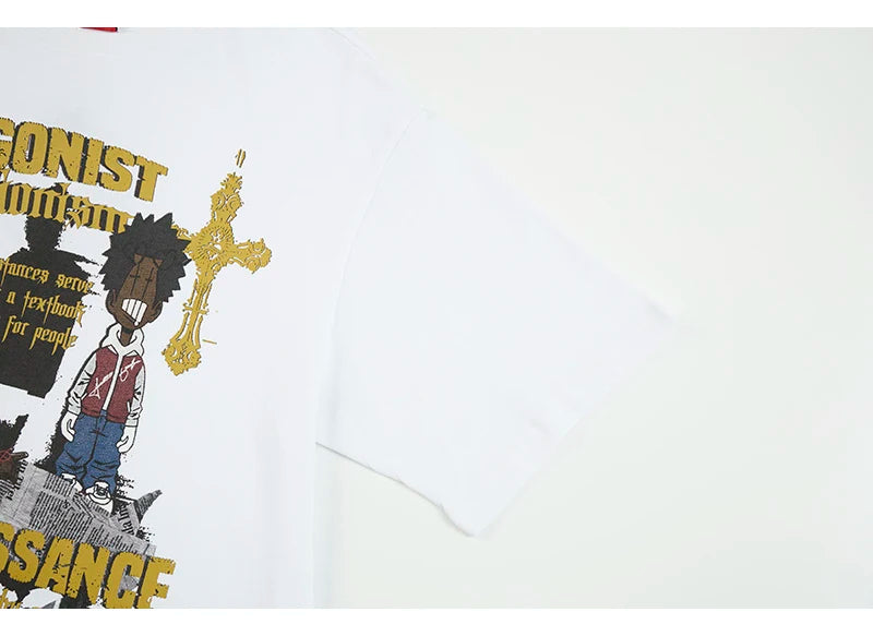 Unisex Retro American Letter Print T-Shirt – Loose Fit Cotton Casual Streetwear Top