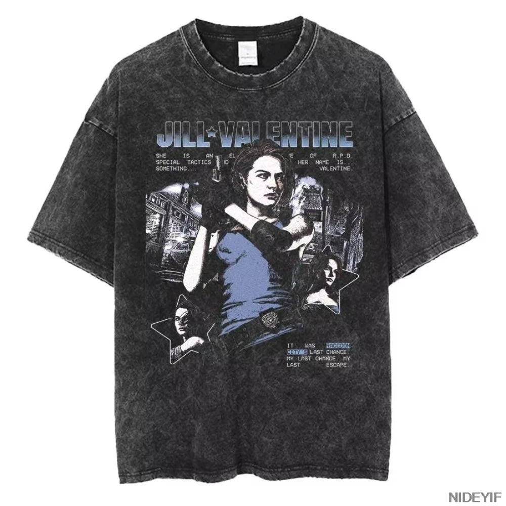 Unisex Leon Kennedy Graphic T-Shirt – Oversized Short-Sleeve Tee | Retro Biohazard-Inspired Fan Streetwear