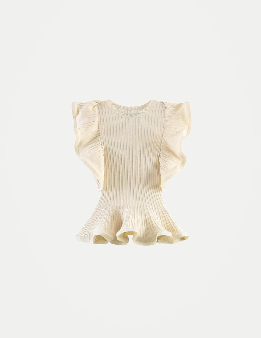 Women’s Sleeveless Knit Top – Ruffle Detail Slim Fit Waist-Cinching Partywear
