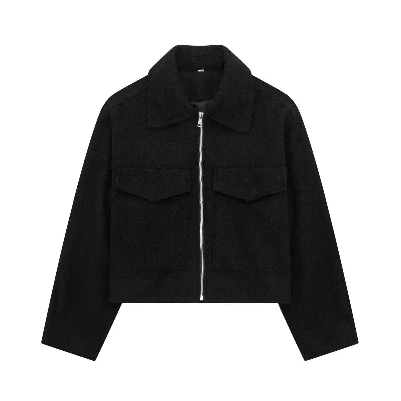 Women’s Winter Tweed Jacket – Warm Fleece-Lined Suede-Style Zip-Up Coat, Stylish Autumn & Winter Outerwear