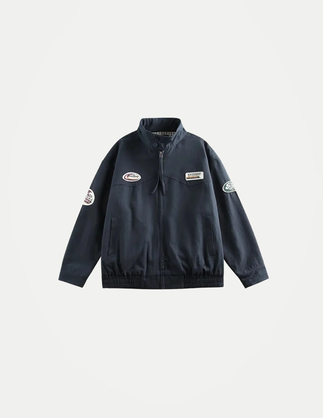 Unisex American Retro Workwear Jacket – Loose Fit Collared Casual Spring & Autumn Outerwear