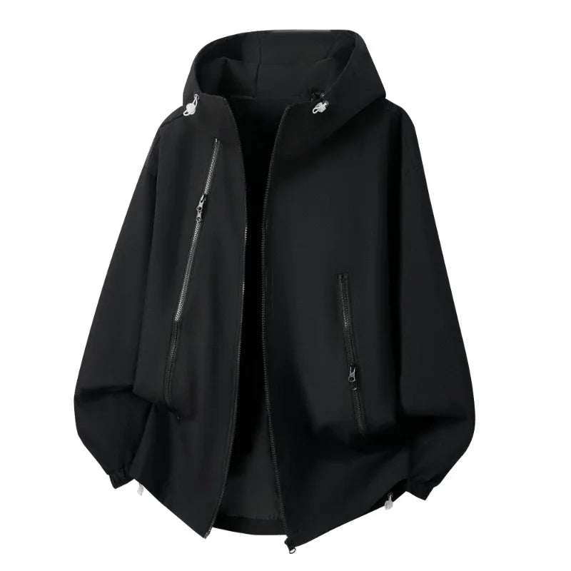 Unisex Gradient Hooded Windbreaker Jacket – Loose-Fit Waterproof & Windproof Outdoor Casual Coat