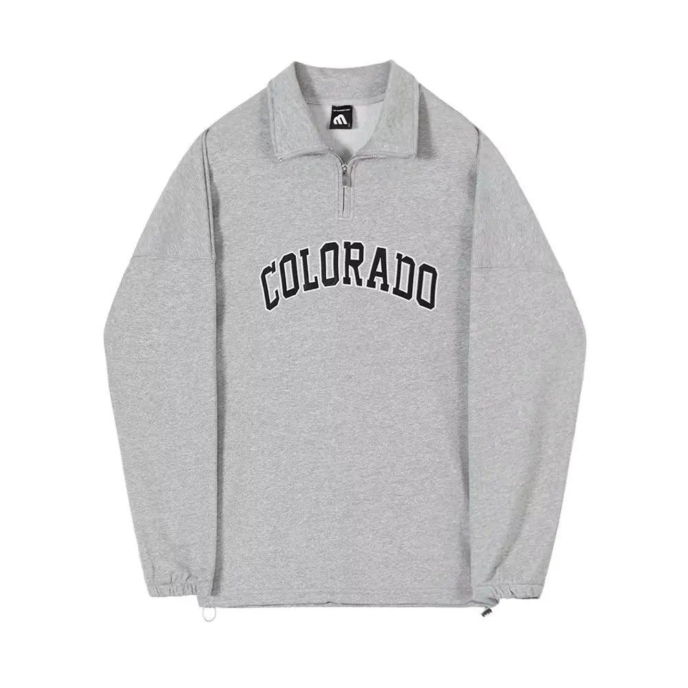 Men’s Half-Zip Sweatshirt – Letter Print Long Sleeve Streetwear Jacket for Spring & Autumn