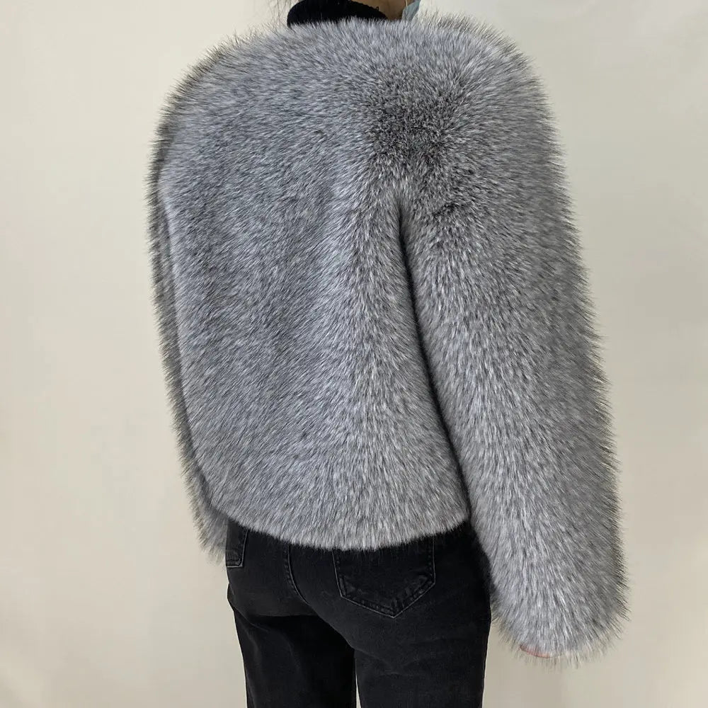 Women’s Luxury Faux Fur Jacket – Fluffy Short Winter Coat, Chic Street Fashion Outerwear