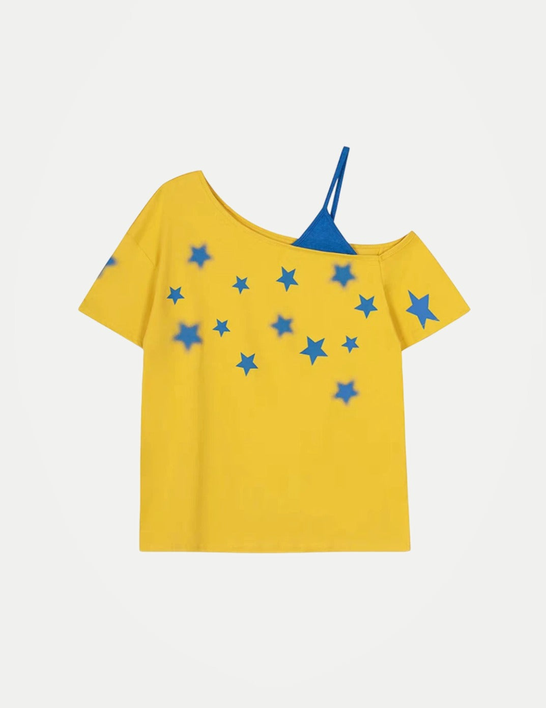 Women’s Y2K Star Graphic T-Shirt – Off-Shoulder Oversized Top | 100% Cotton Summer Tee