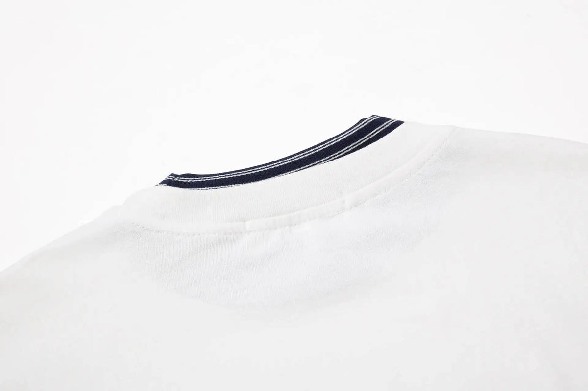 Men’s Retro Striped Long Sleeve T-Shirt – Round Neck Faux Layered Top | American Casual Streetwear