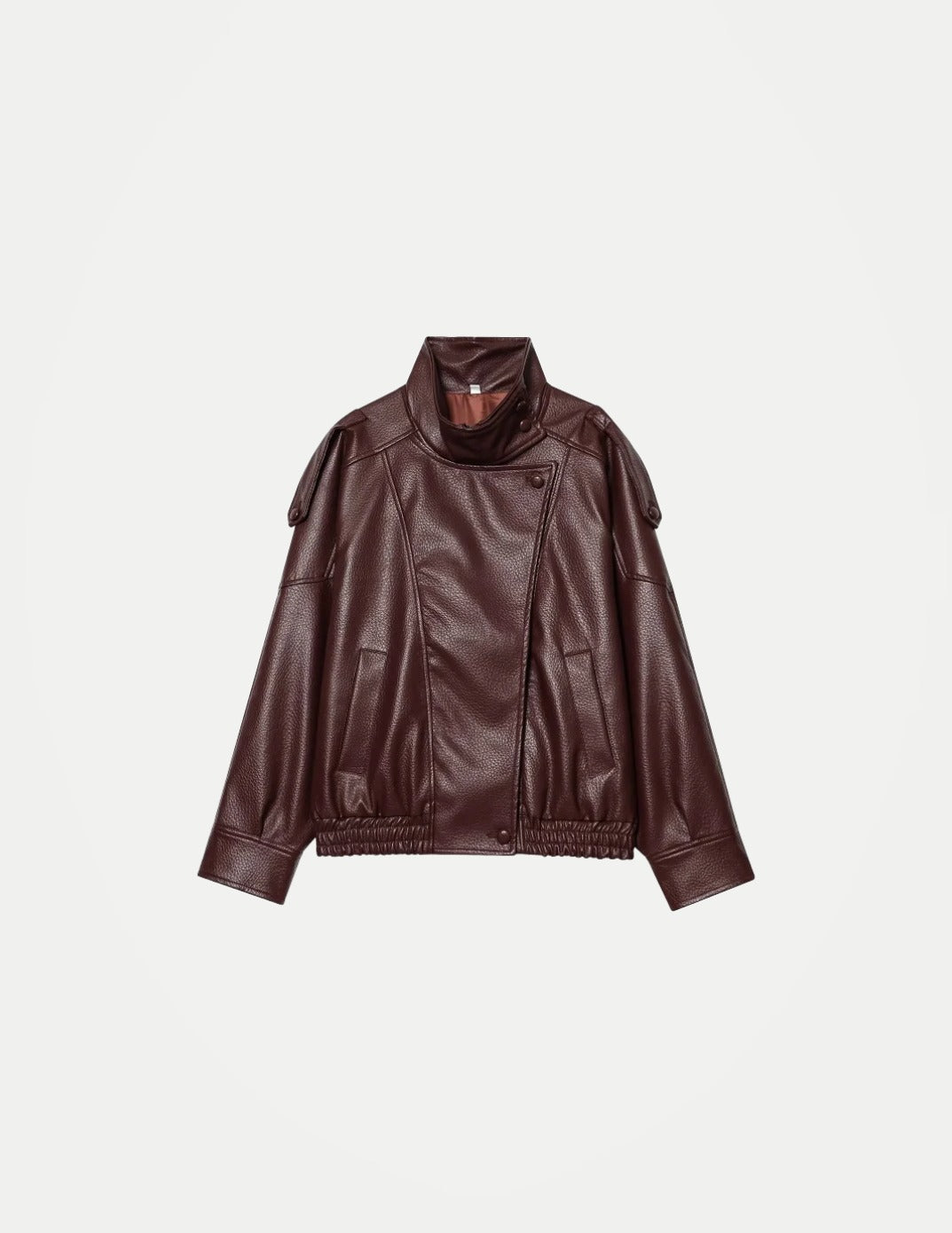 Women’s Oversized Faux Leather Bomber Jacket – Winter Fashion Coat