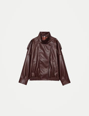 Women’s Oversized Faux Leather Bomber Jacket – Winter Fashion Coat