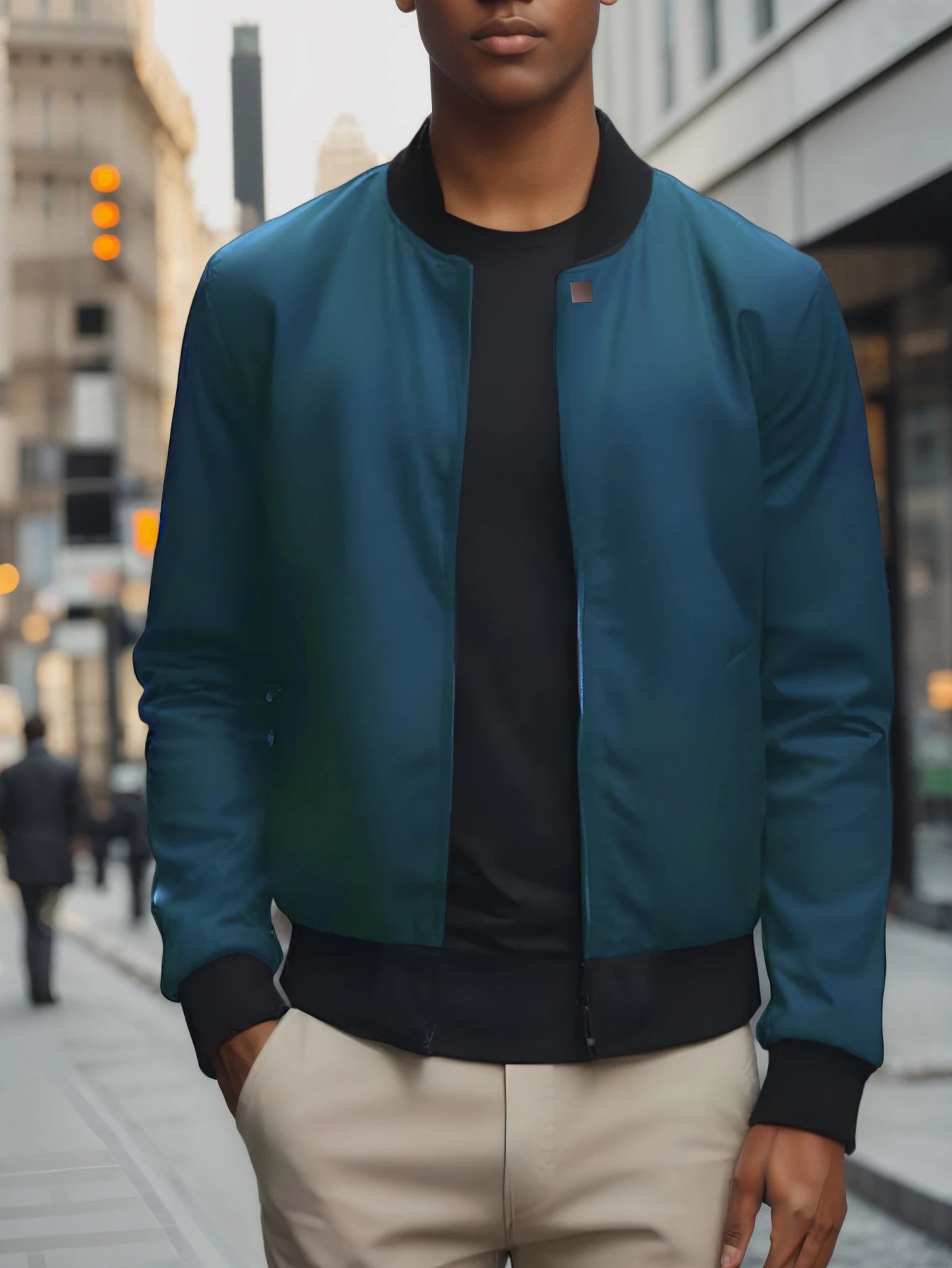 Men's Baseball Collar Solid Colour Jacket – Lightweight Business-Casual Short Coat for Spring & Autumn