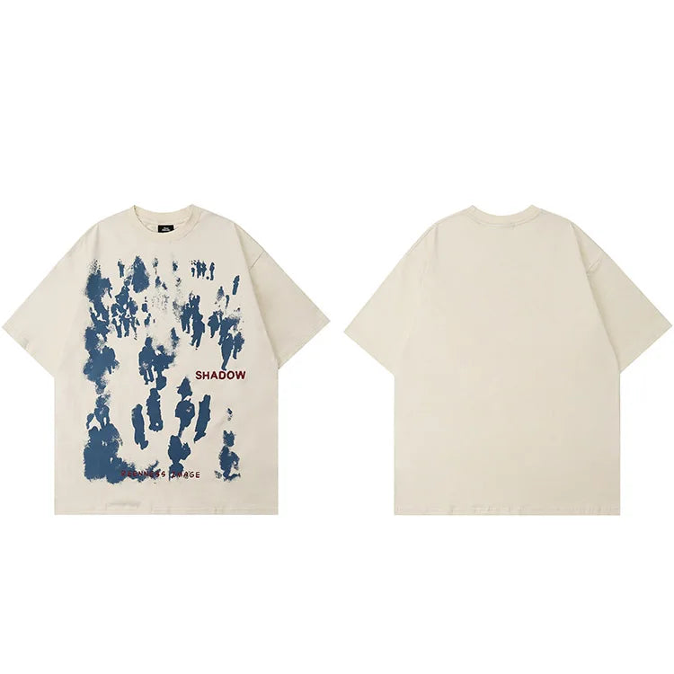 Men’s Hip Hop Graphic T-Shirt – Shadow Letter Print | Cotton Streetwear Tee