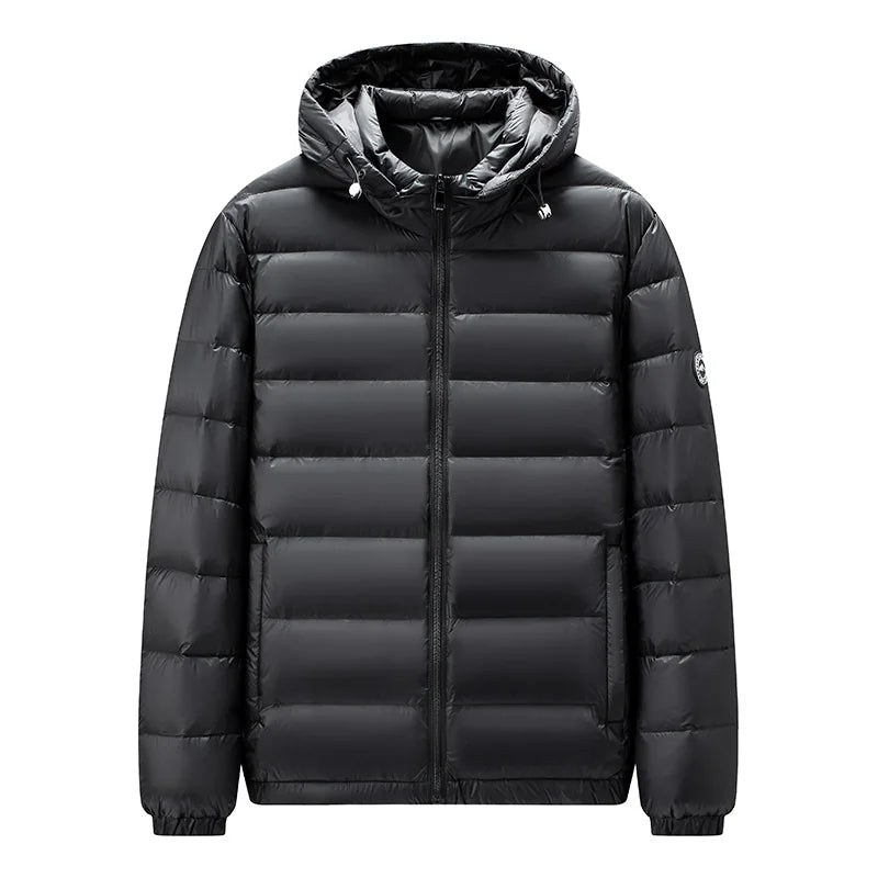 Premium 90% Duck Down Winter Jacket – Detachable Hood, Warm Solid-Color Versatile Puffer Coat for Autumn & Winter