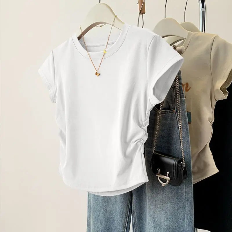 Women’s Summer Slim Fit Short Sleeve T-Shirt – Breathable Round Neck Casual Top, Soft Lightweight Everyday Base Shirt