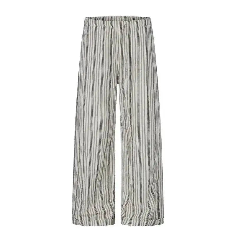 IEFB Men’s Textured Wide-Leg Trousers – Relaxed Striped Drapey Casual Pants | High-Street Style
