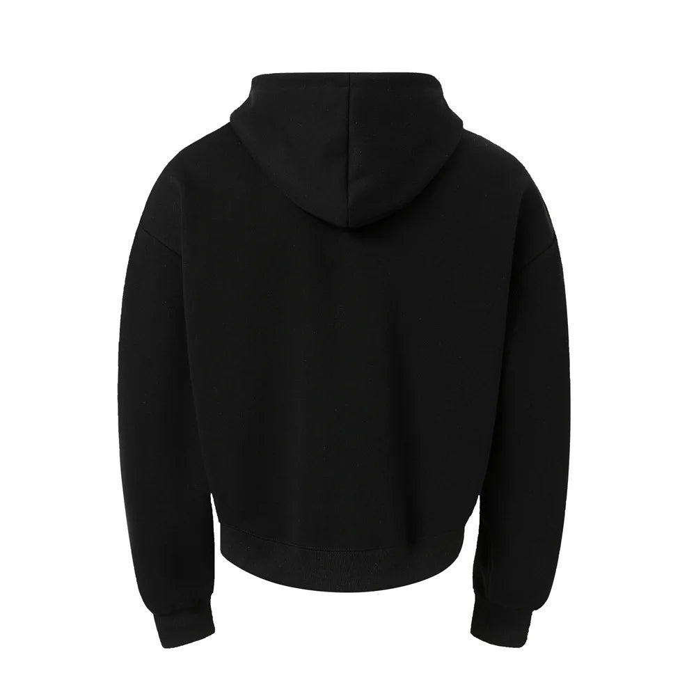 Men’s Studded Hooded Cardigan Sweatshirt – Loose-Fit Streetwear Jacket, Trendy Sporty Casual Top