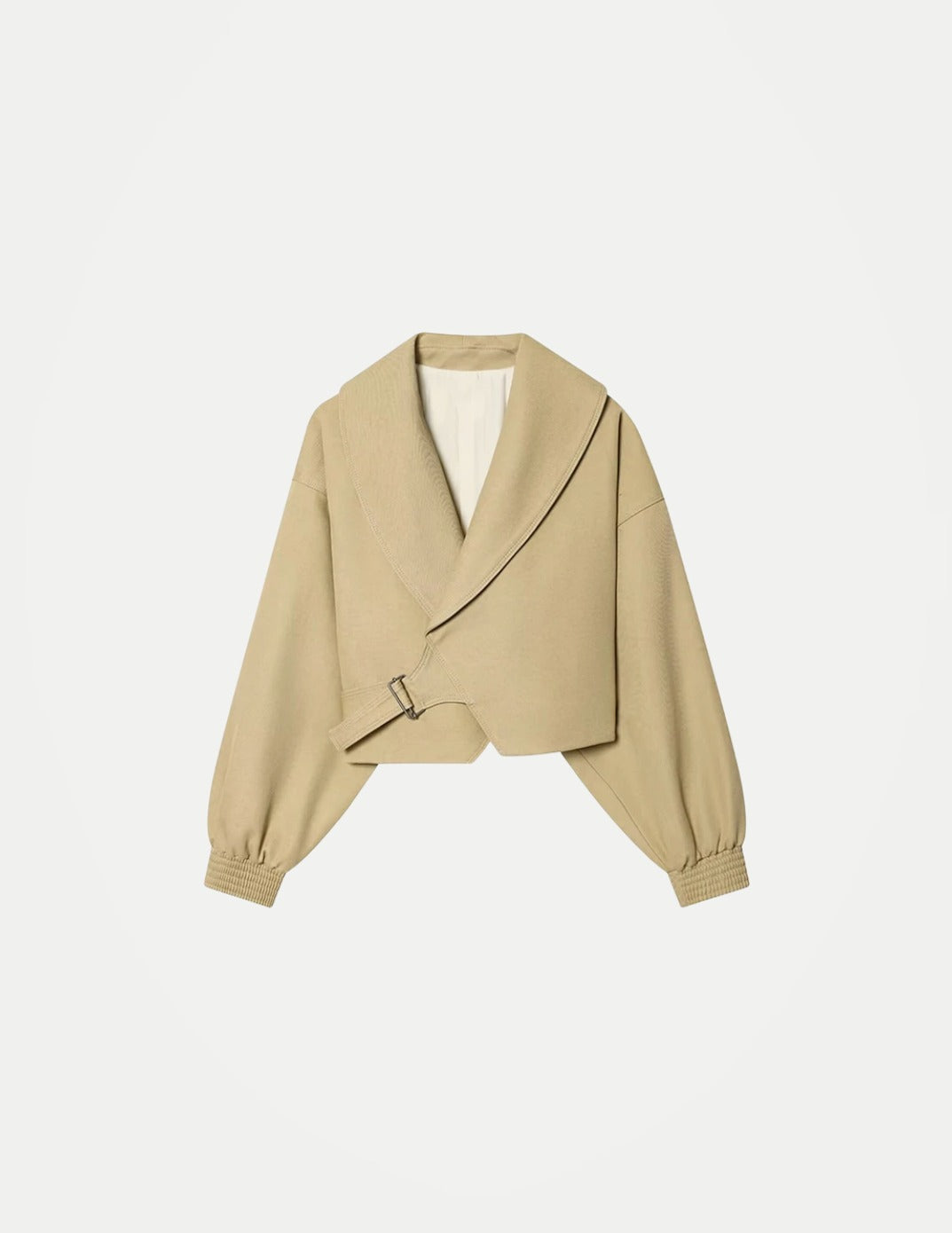 Women’s Lapel Bomber Jacket – Spring/Autumn Solid Coat