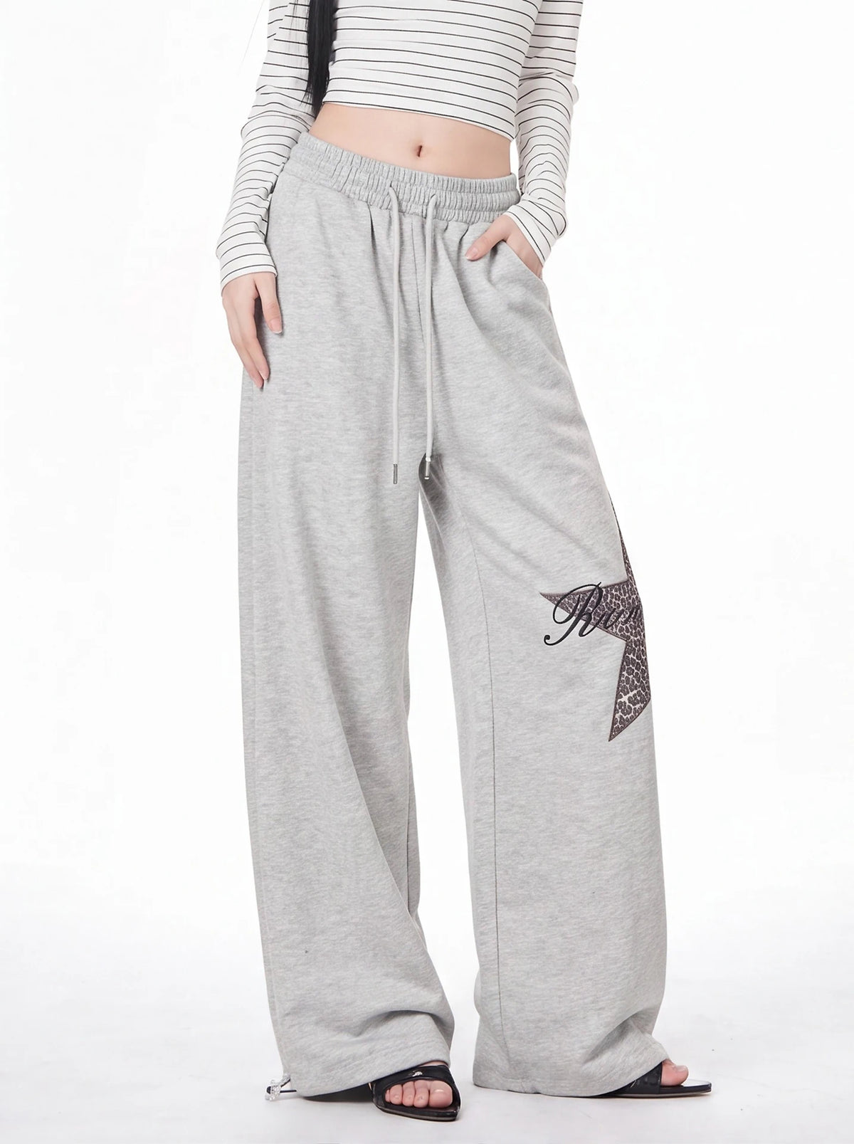 Women’s Embroidered Wide-Leg Pants – Loose Straight-Leg Trousers | American High-Street Casual Style