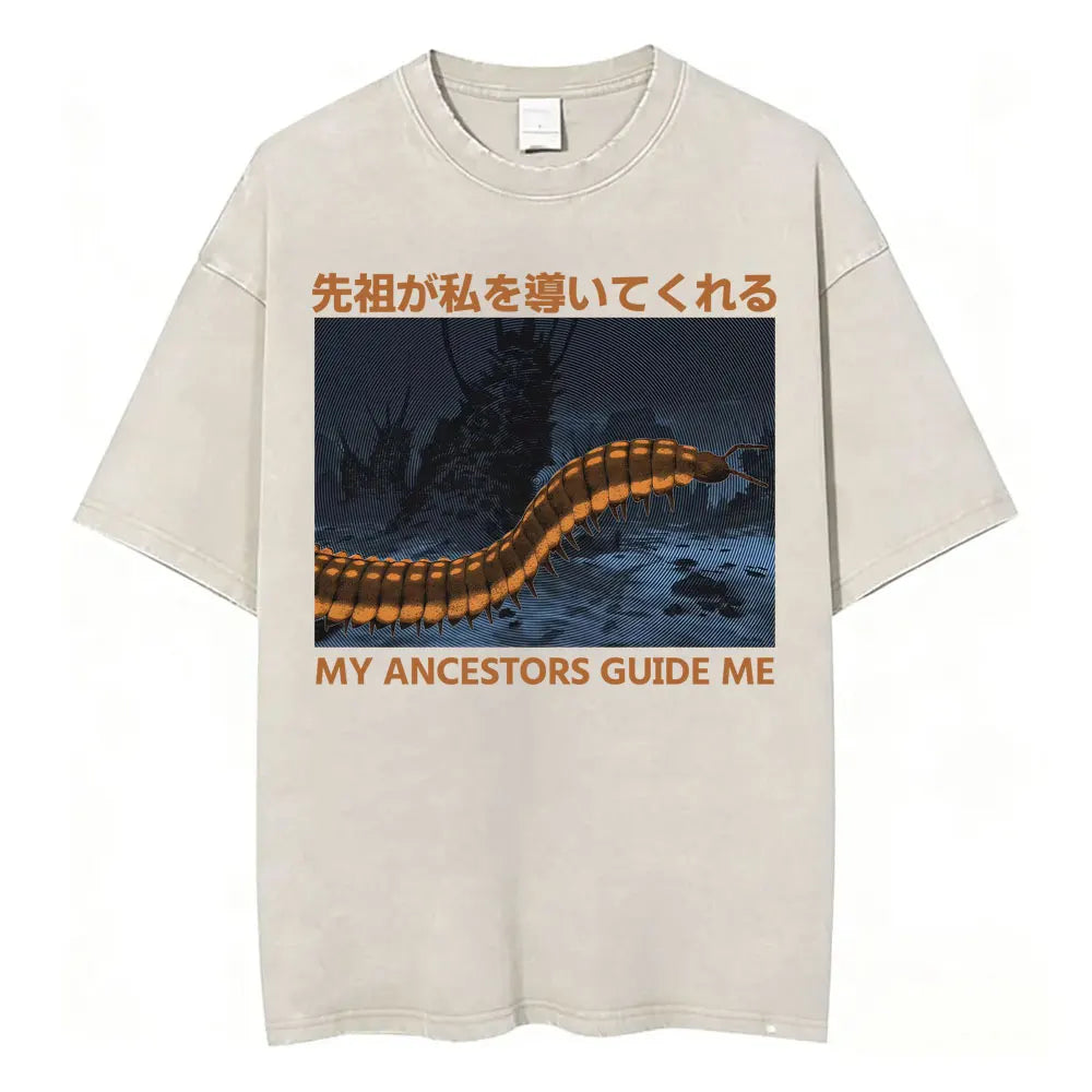 Unisex Japanese Fish Meme T-Shirt – Vintage Washed Oversized Tee | Harajuku Streetwear Graphic Top