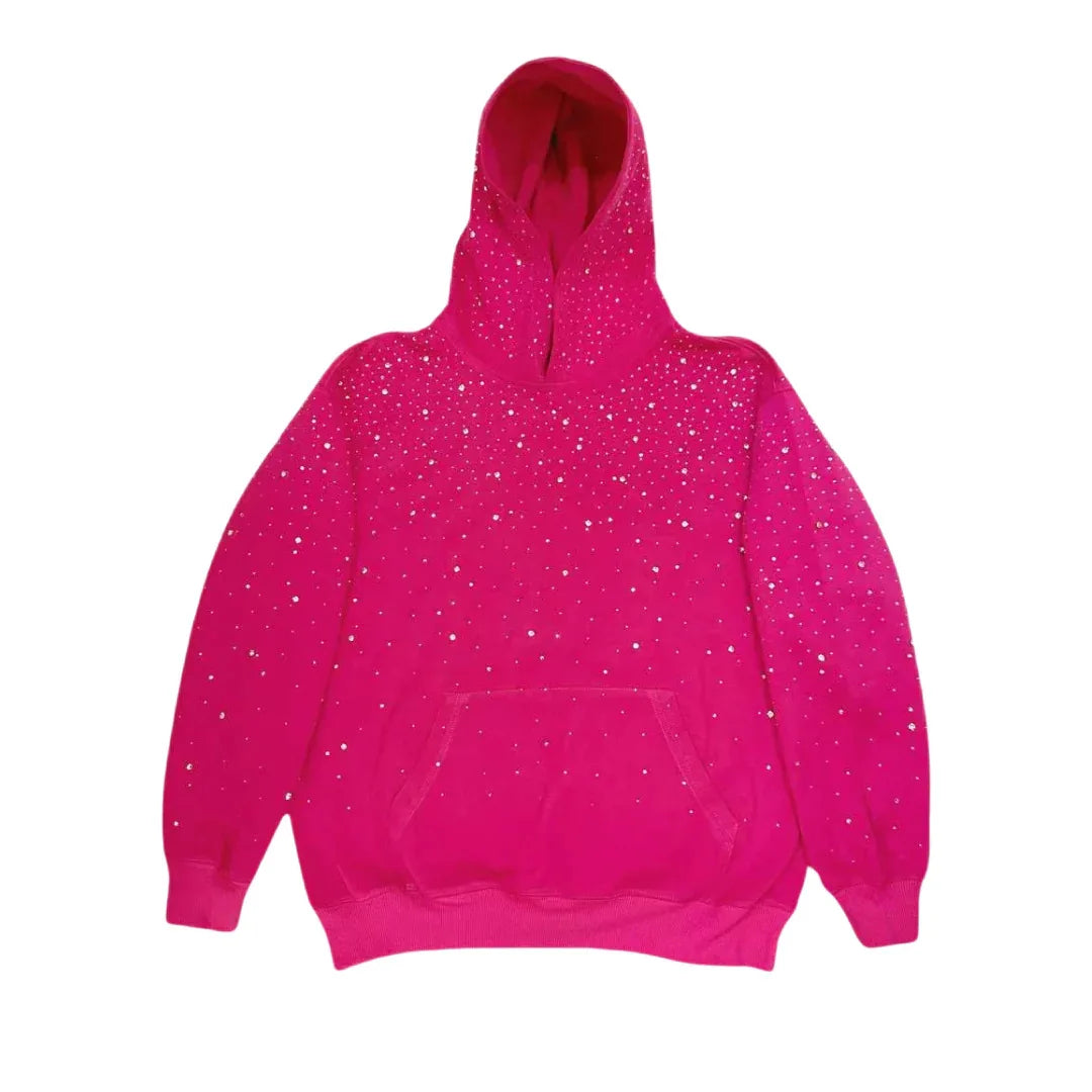 Unisex Starry Sky Rhinestone Hoodie – Sparkling Zip-Up Streetwear Sweatshirt, European & American Fashion Style