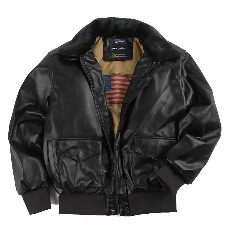 Men’s PU Leather Bomber Jacket – Vintage Aviator Flight Coat | Winter Padded Motorcycle & Military-Inspired Outerwear