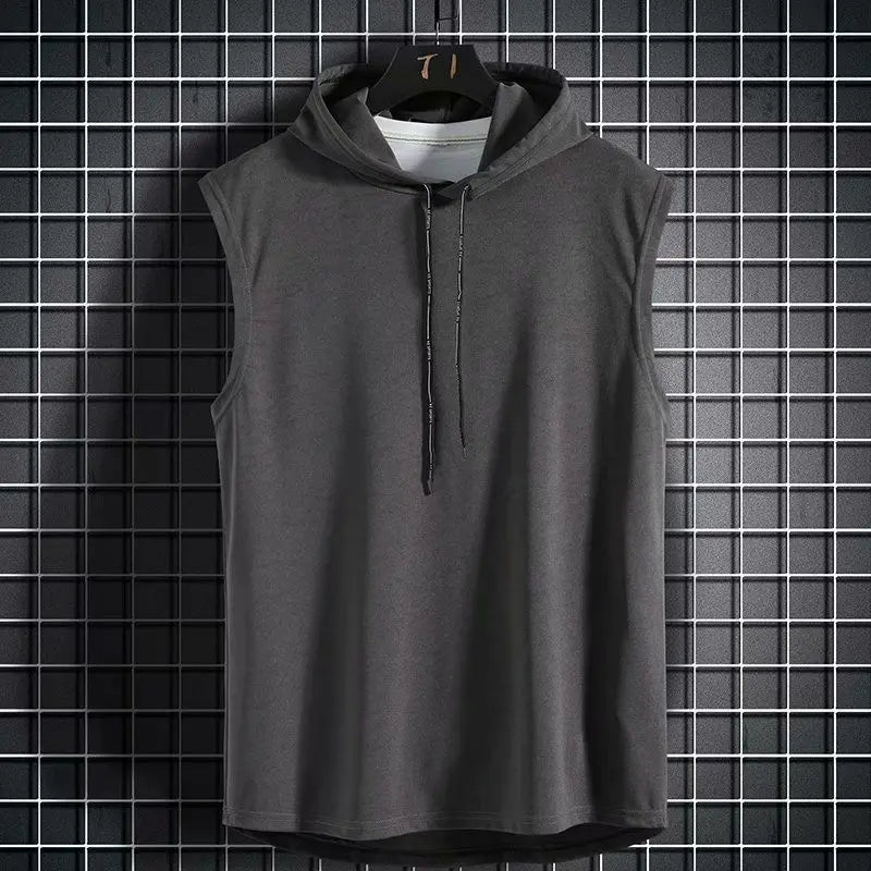 Men's Sleeveless Hooded Tank Top – Gym Bodybuilding Sports Vest