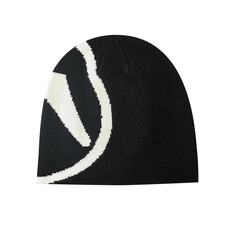 Unisex Y2K Knit Beanie – Vintage Goth Streetwear Winter Hat, K-Pop Hip Hop Fashion Skull Cap