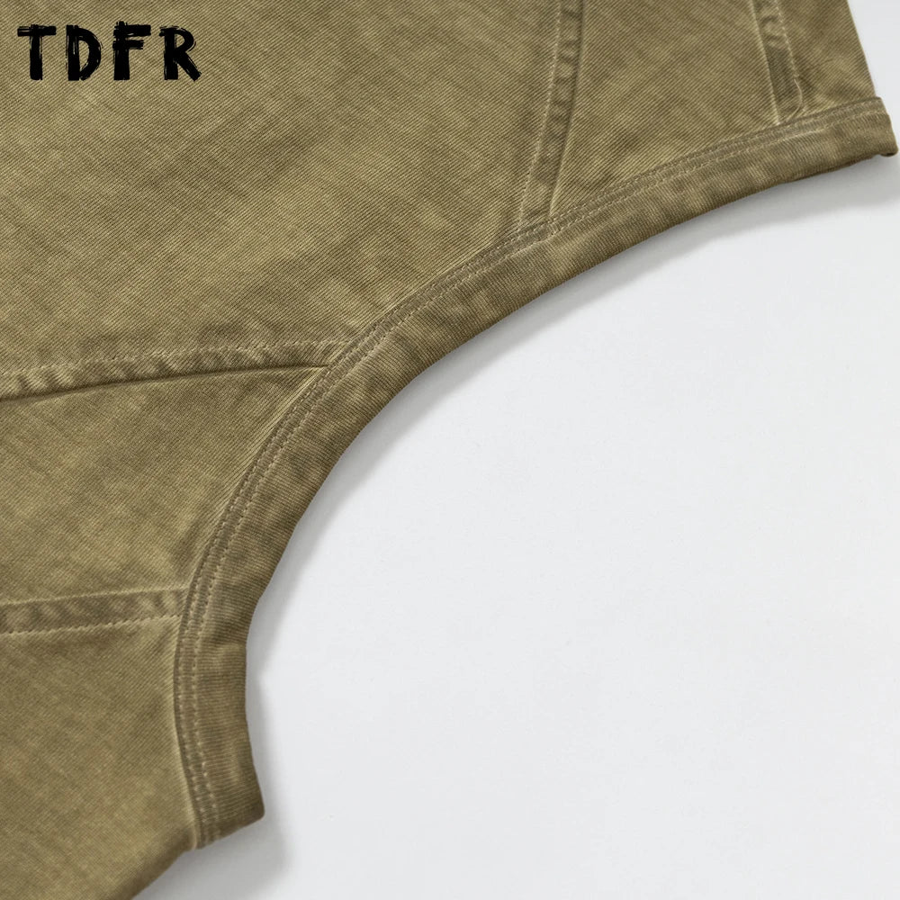 Men’s Washed Embroidered Tank Top – Distressed Sleeveless Crew Neck | Relaxed Summer Casual Streetwear
