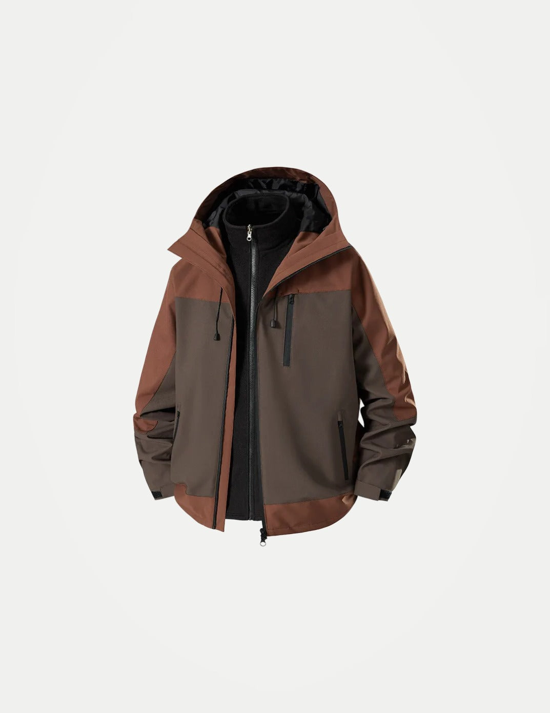 Men’s 3-in-1 Hiking Jacket – Thick Waterproof & Windproof Hooded Outdoor Coat for Climbing, Camping & Travel