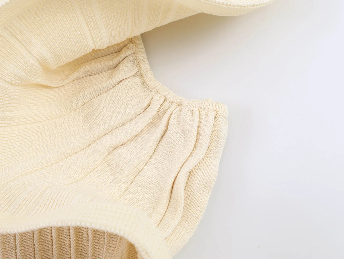 Women’s Sleeveless Knit Top – Ruffle Detail Slim Fit Waist-Cinching Partywear