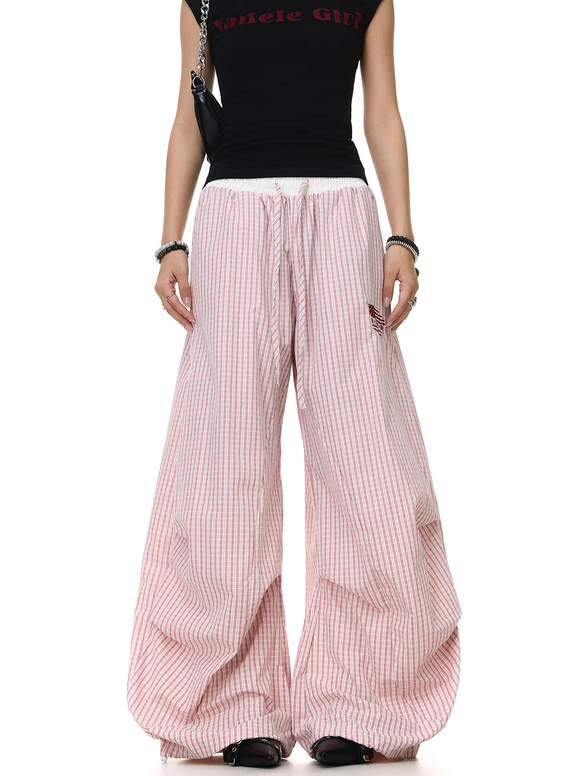 Vintage Checkered Wide-Leg Pants – Pleated Loose Trousers | American Hiphop Summer Streetwear