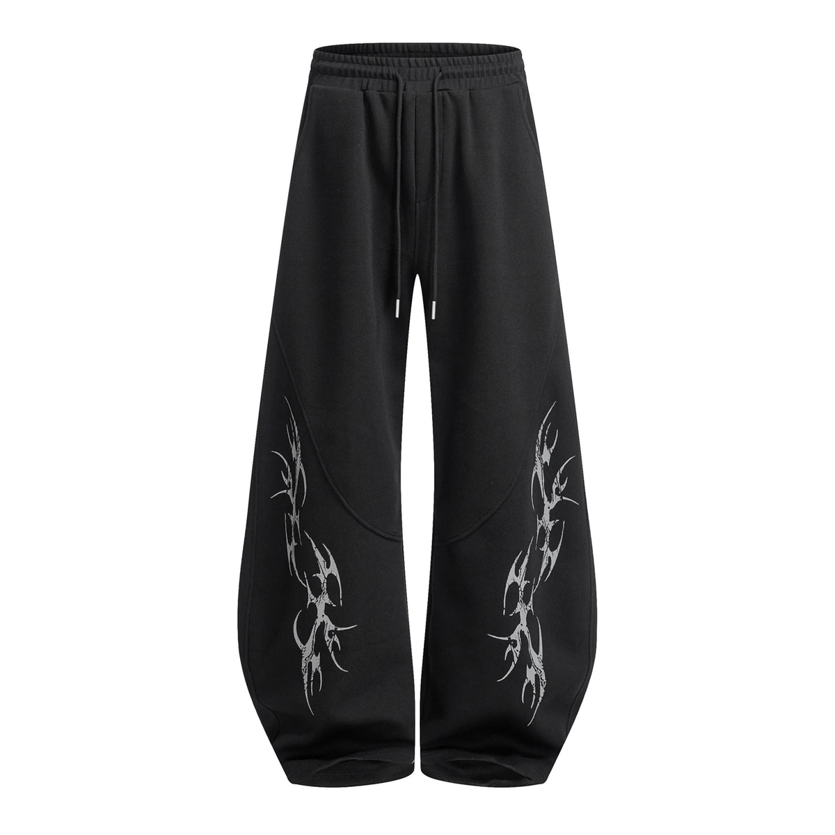Unisex Deconstructed Print Sweatpants – Loose Wide-Leg Drawstring Trousers | American Hip-Hop Streetwear
